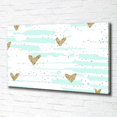 Canvas wall art Golden hearts