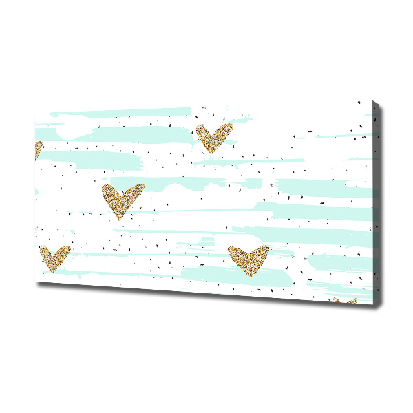 Canvas wall art Golden hearts