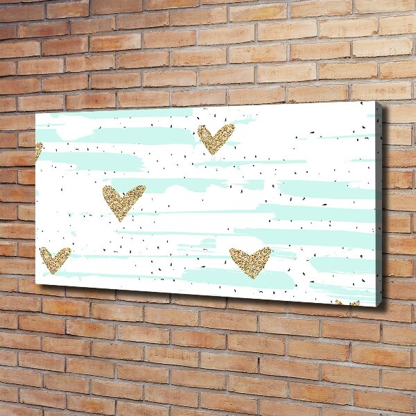 Canvas wall art Golden hearts