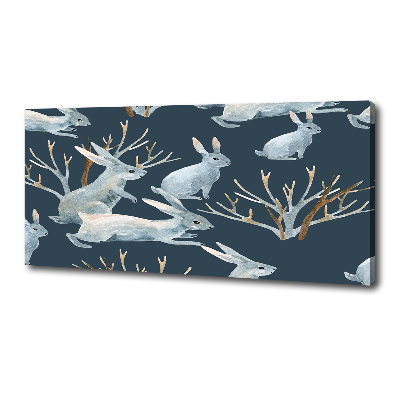 Canvas wall art Rabbits in winter