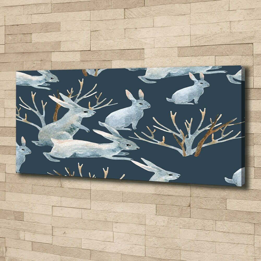 Canvas wall art Rabbits in winter