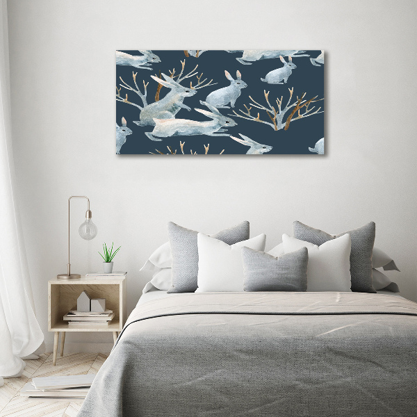 Canvas wall art Rabbits in winter