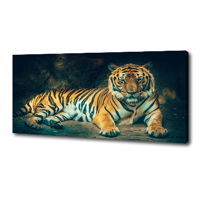 Large canvas wall art Tiger in a cave