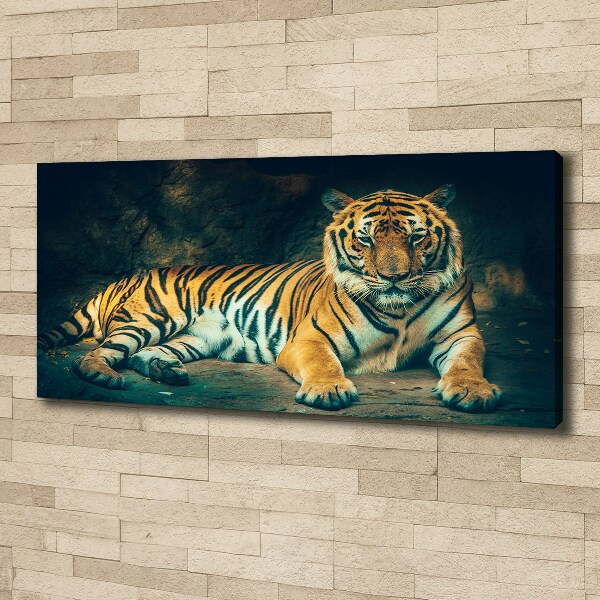 Large canvas wall art Tiger in a cave