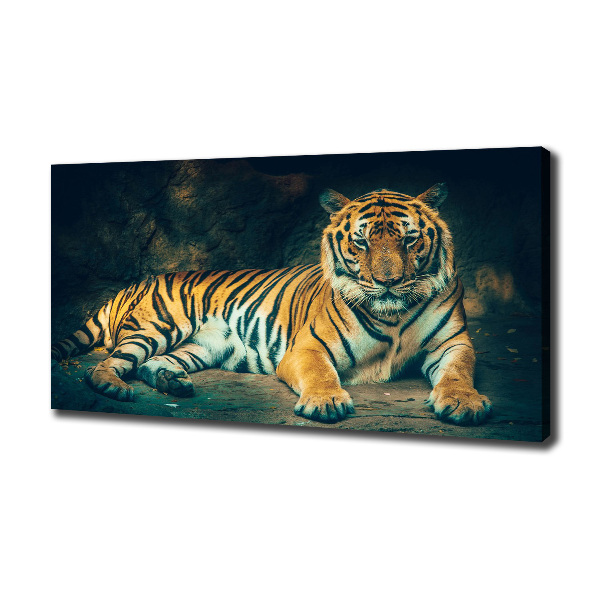 Large canvas wall art Tiger in a cave