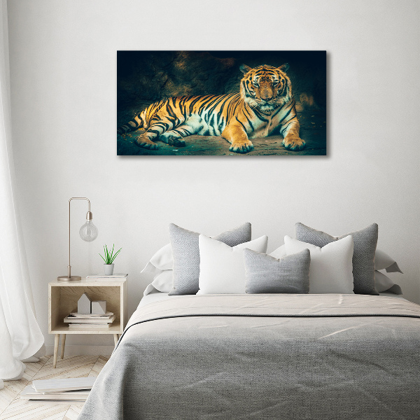 Large canvas wall art Tiger in a cave