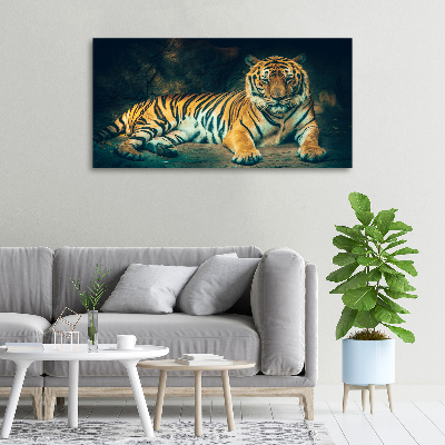 Large canvas wall art Tiger in a cave