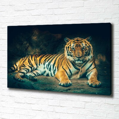 Large canvas wall art Tiger in a cave