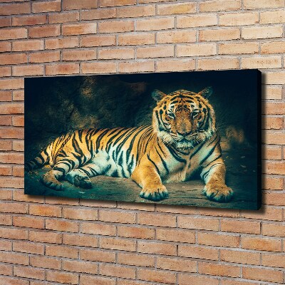 Large canvas wall art Tiger in a cave