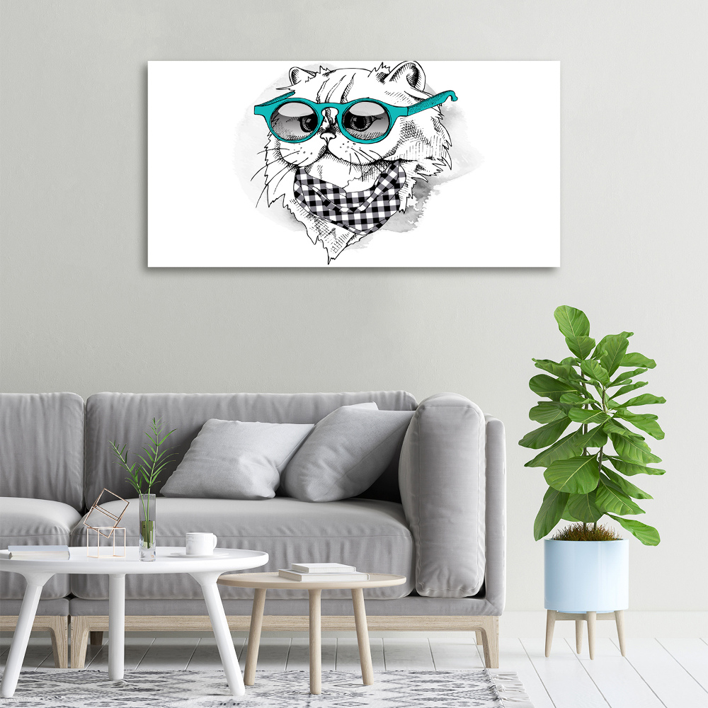 Canvas print Cat with glasses