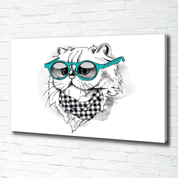 Canvas print Cat with glasses