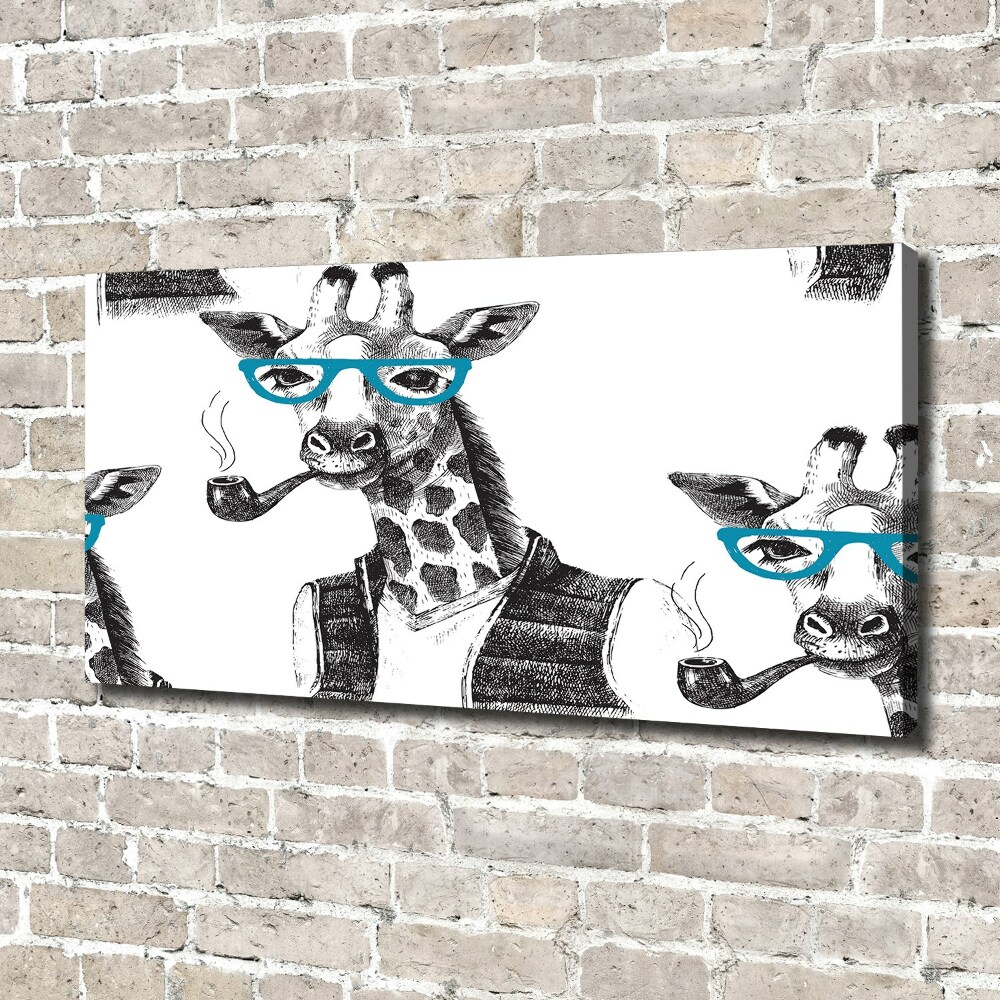 Canvas wall art Giraffe with glasses