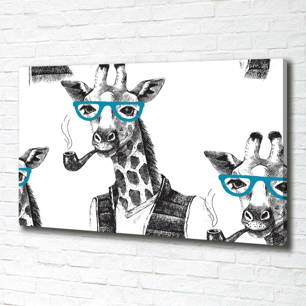 Canvas wall art Giraffe with glasses