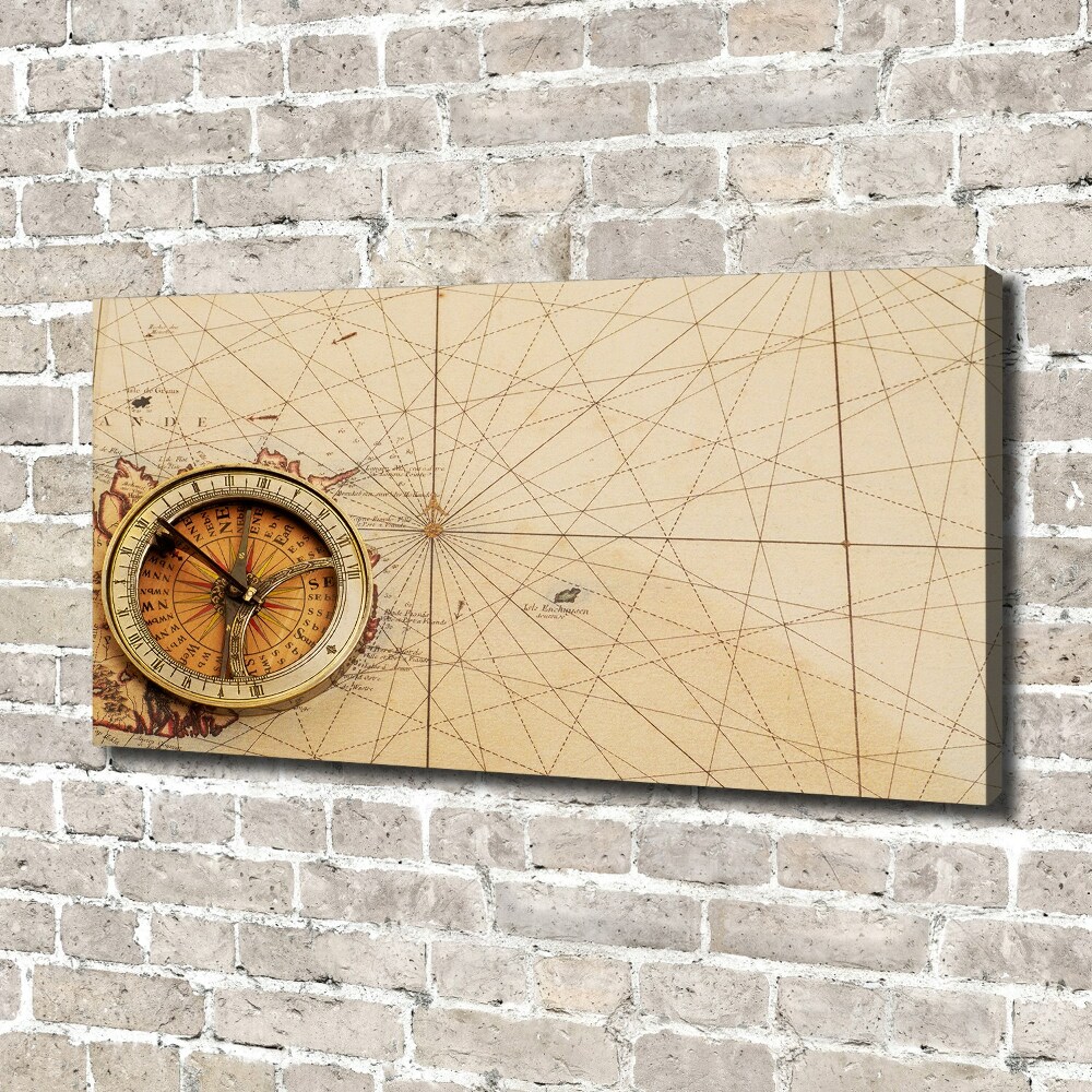 Canvas wall art Compass on the map