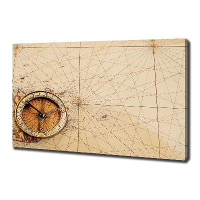 Canvas wall art Compass on the map