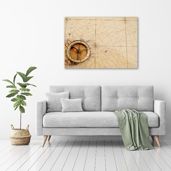 Canvas wall art Compass on the map