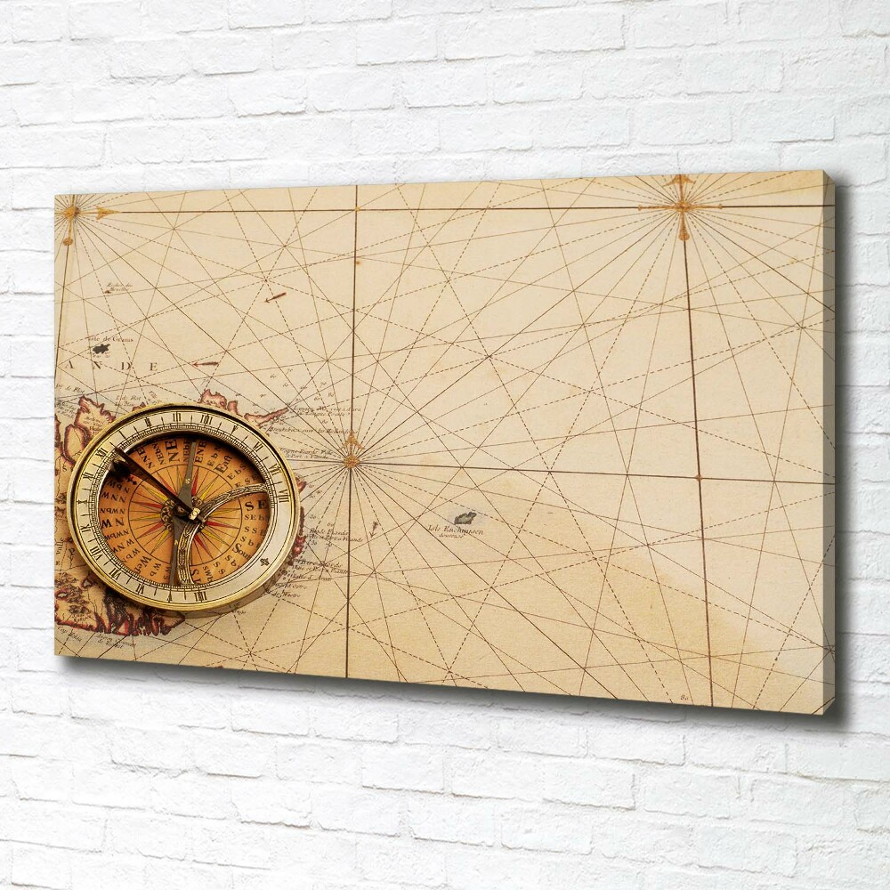 Canvas wall art Compass on the map