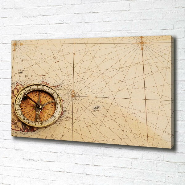 Canvas wall art Compass on the map