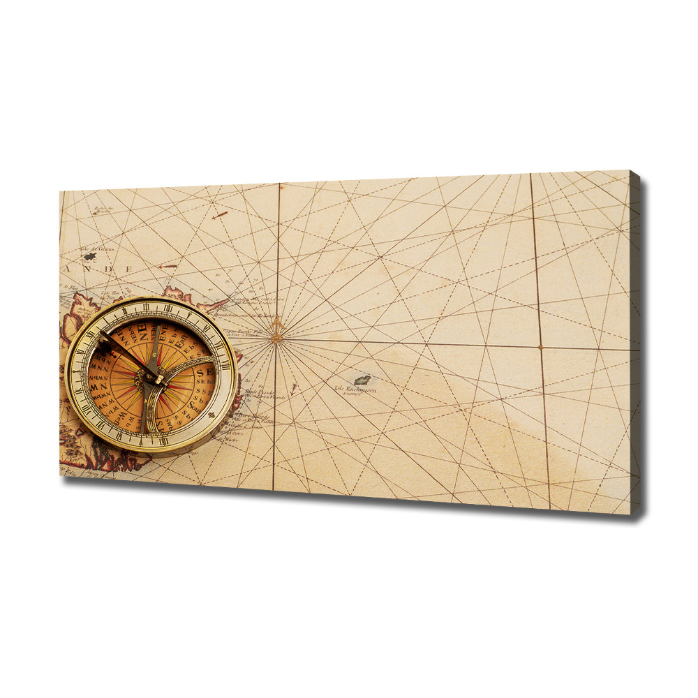 Canvas wall art Compass on the map