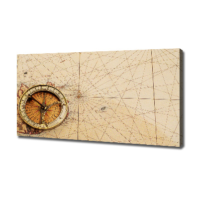 Canvas wall art Compass on the map