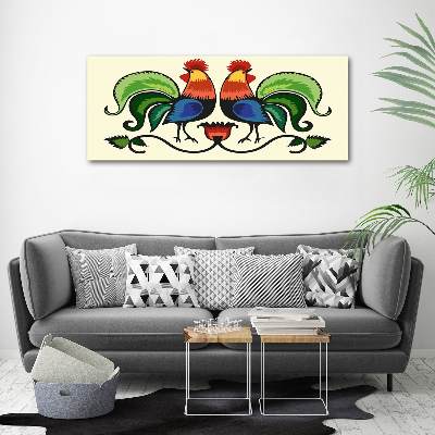 Canvas wall art Roosts folk pattern