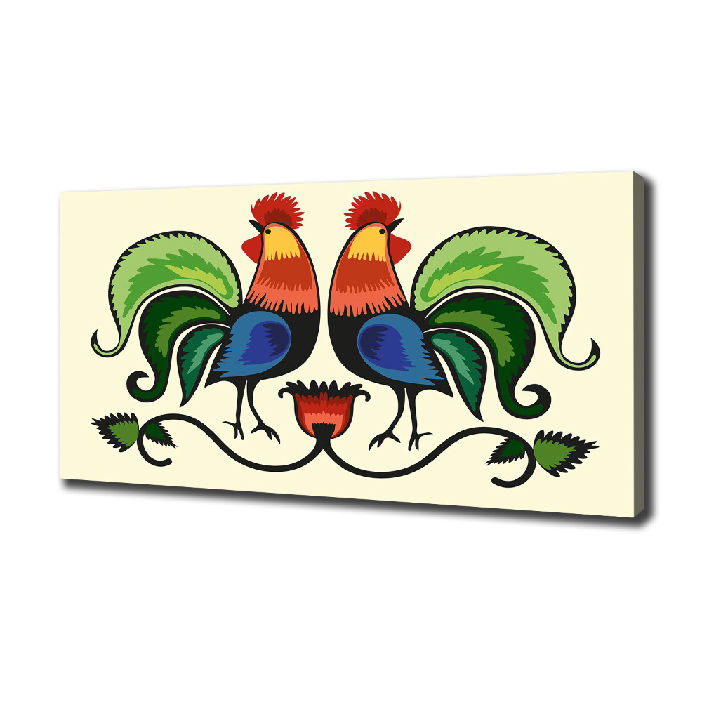 Canvas wall art Roosts folk pattern