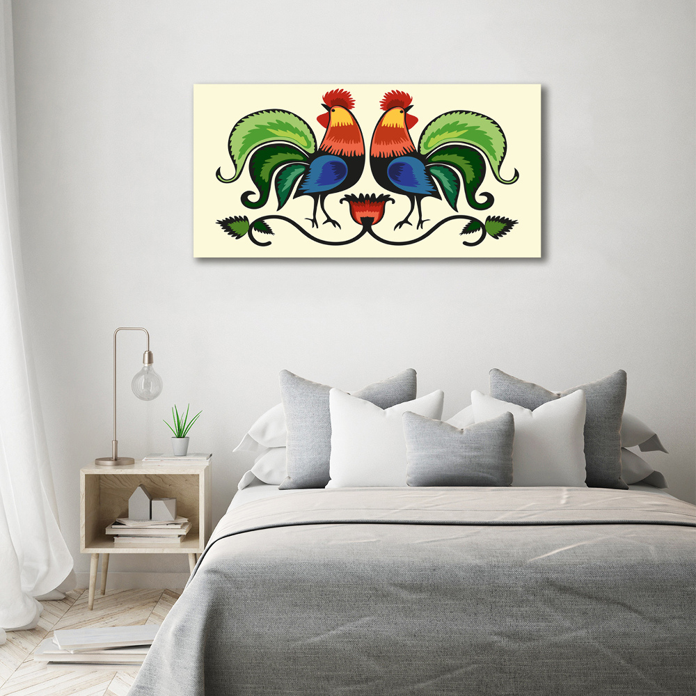 Canvas wall art Roosts folk pattern