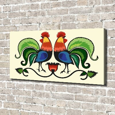 Canvas wall art Roosts folk pattern