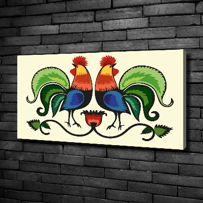 Canvas wall art Roosts folk pattern