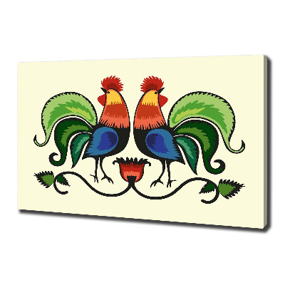 Canvas wall art Roosts folk pattern