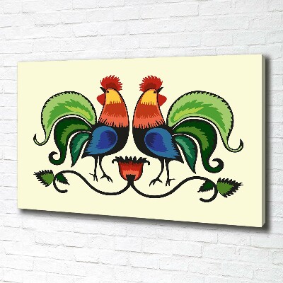 Canvas wall art Roosts folk pattern