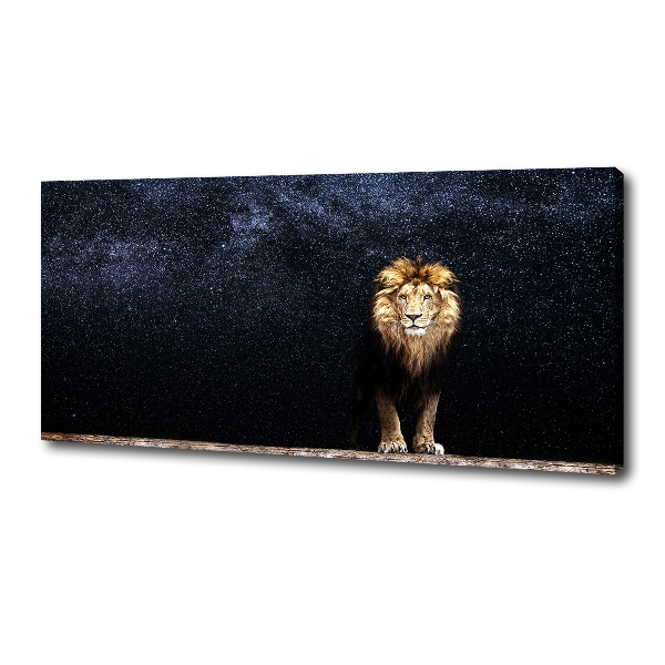 Canvas wall art Lion against the backdrop of the stars