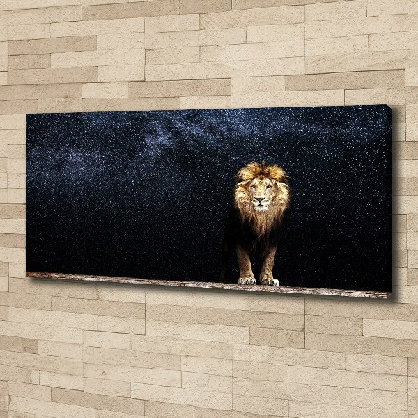 Canvas wall art Lion against the backdrop of the stars