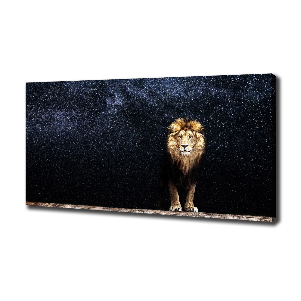 Canvas wall art Lion against the backdrop of the stars