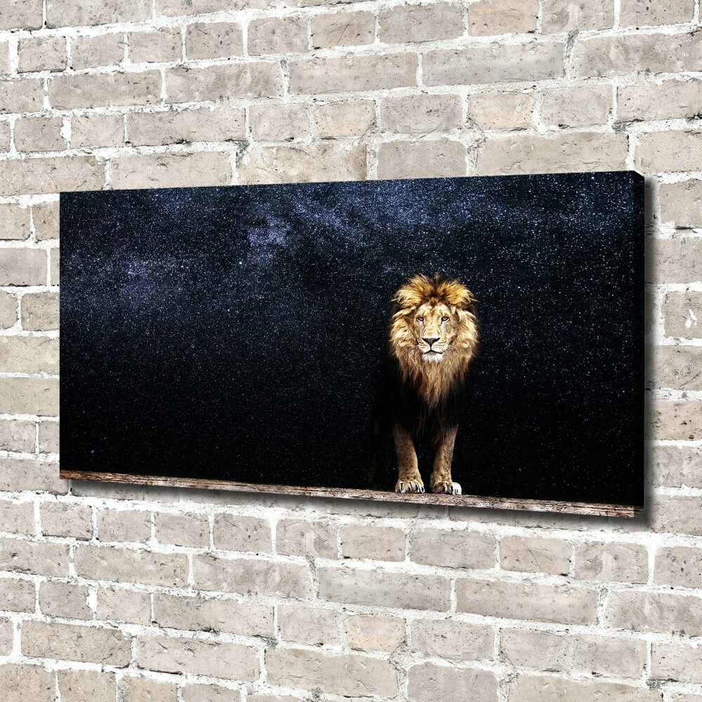 Canvas wall art Lion against the backdrop of the stars