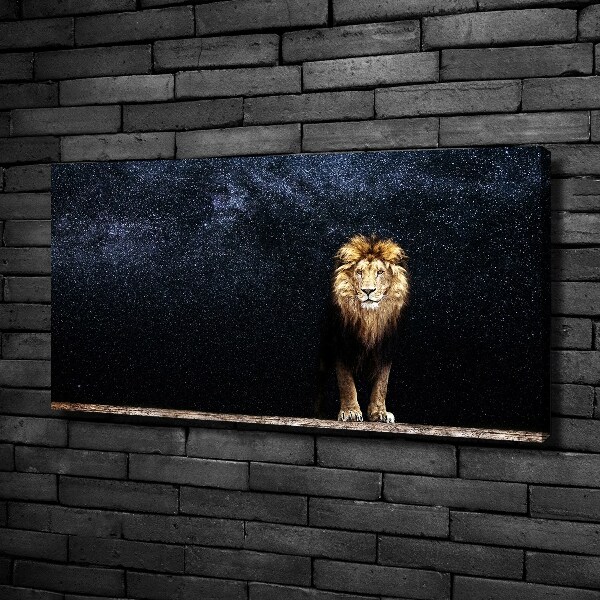 Canvas wall art Lion against the backdrop of the stars