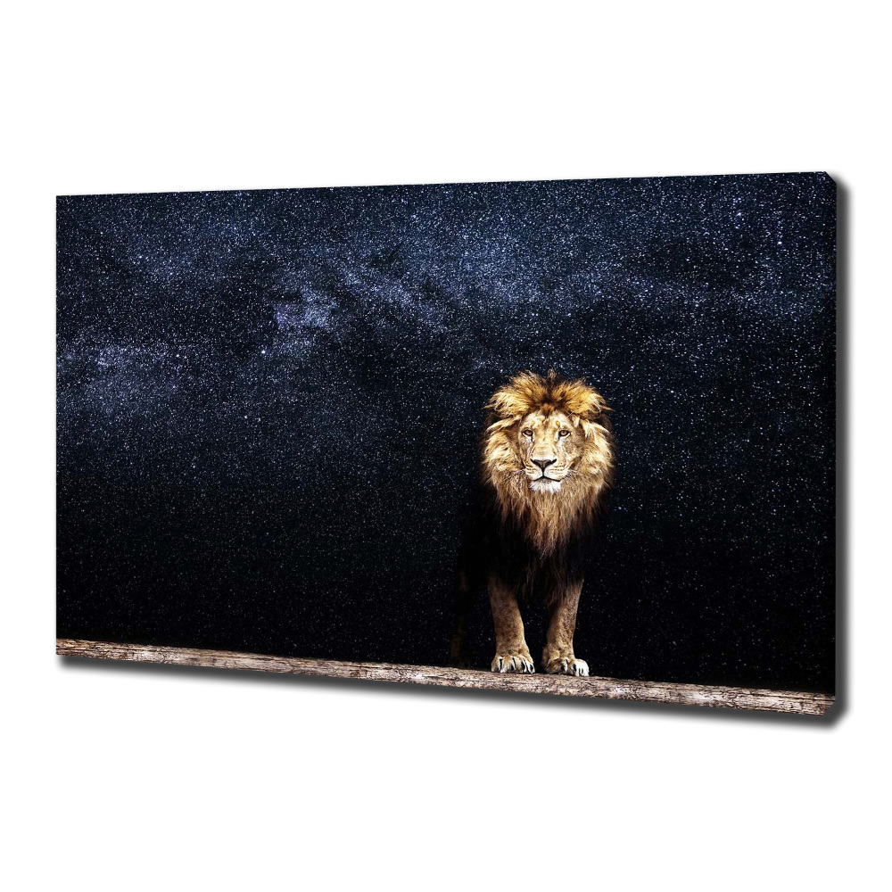 Canvas wall art Lion against the backdrop of the stars