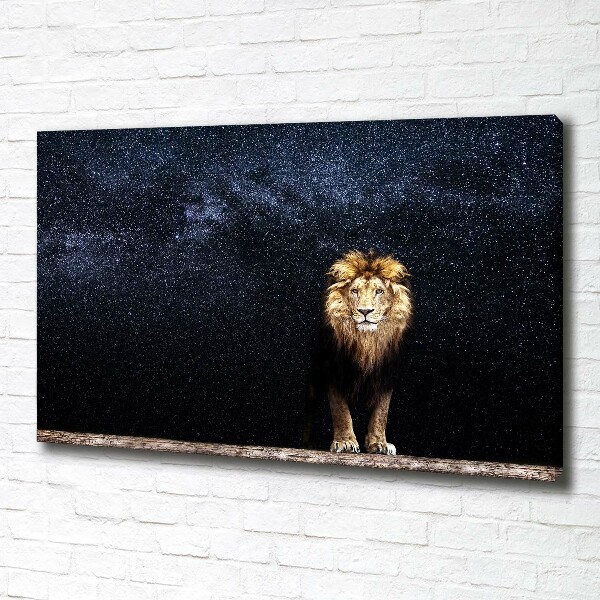 Canvas wall art Lion against the backdrop of the stars