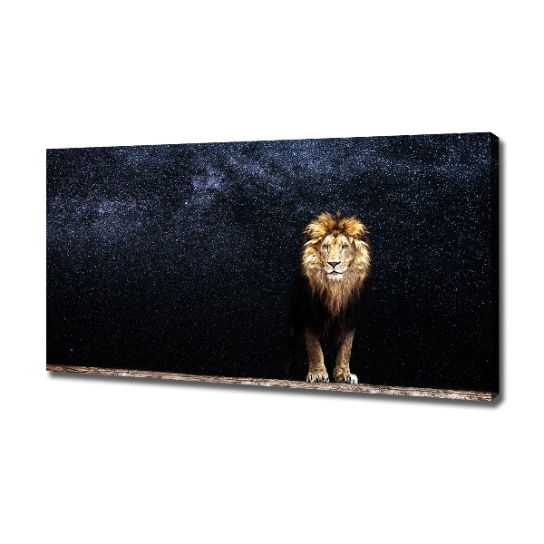 Canvas wall art Lion against the backdrop of the stars