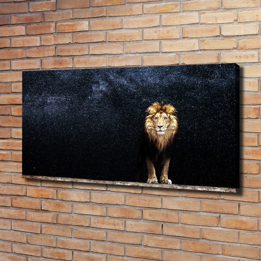 Canvas wall art Lion against the backdrop of the stars