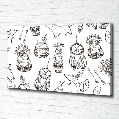 Canvas wall art Indian owls