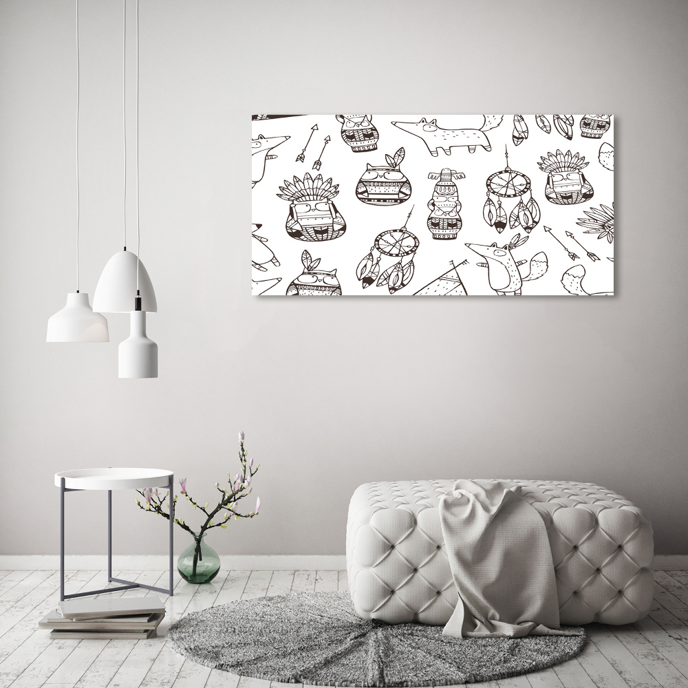 Canvas wall art Indian owls