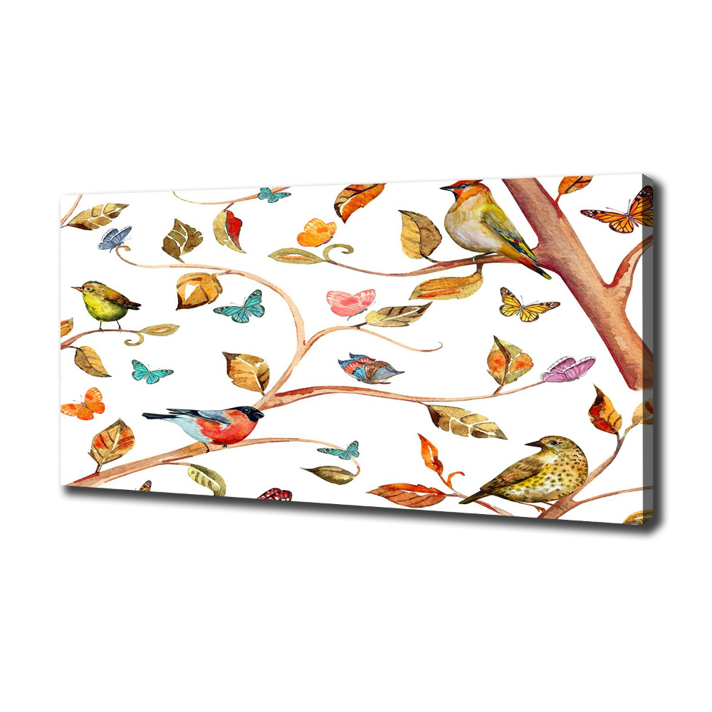 Canvas wall art Birds and butterflies