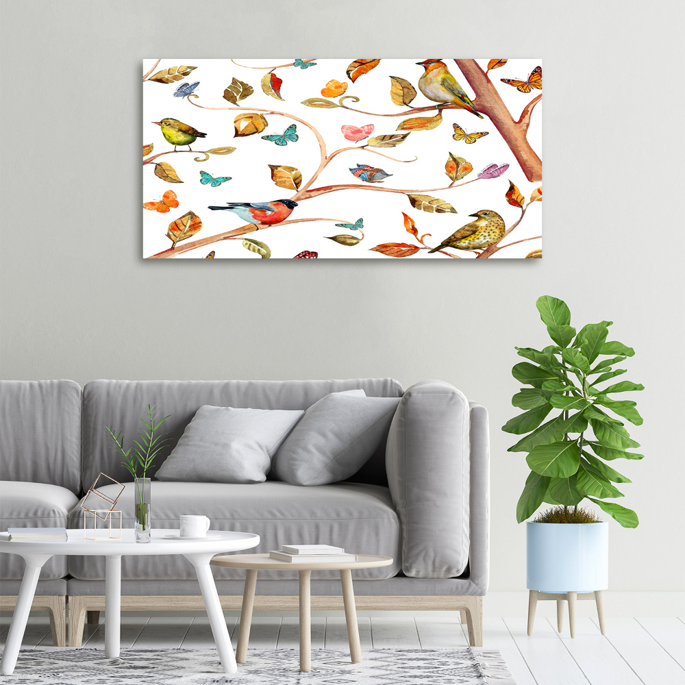 Canvas wall art Birds and butterflies