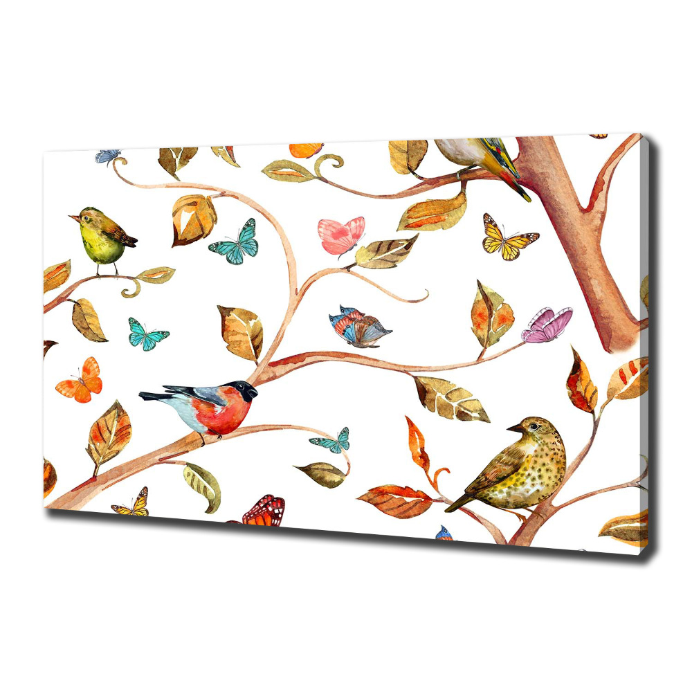 Canvas wall art Birds and butterflies