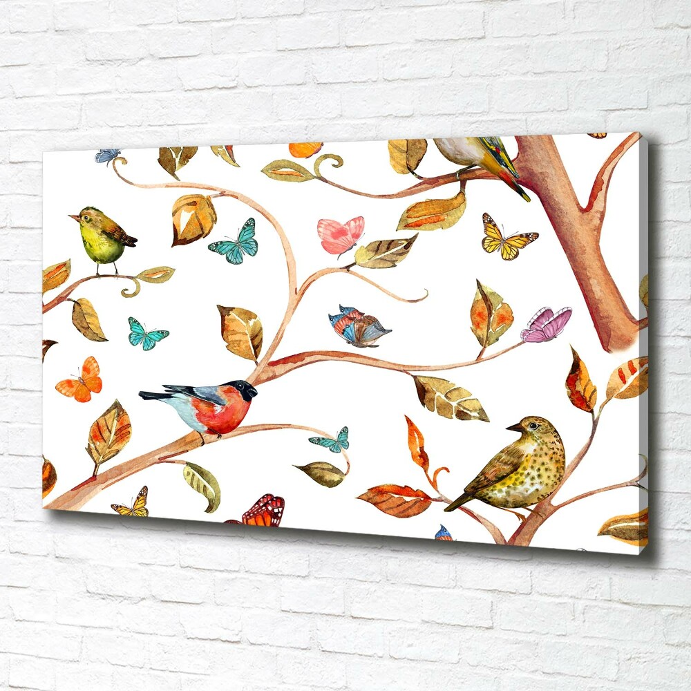 Canvas wall art Birds and butterflies