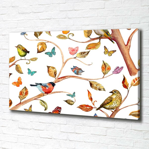 Canvas wall art Birds and butterflies