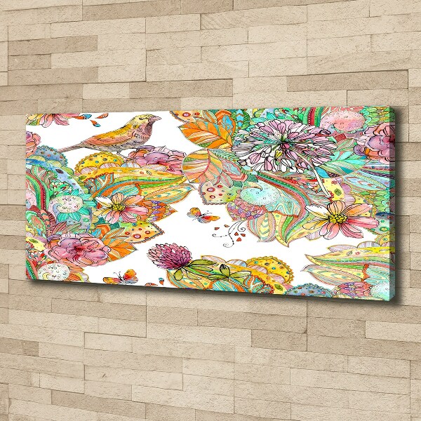 Canvas wall art Bird and ornaments