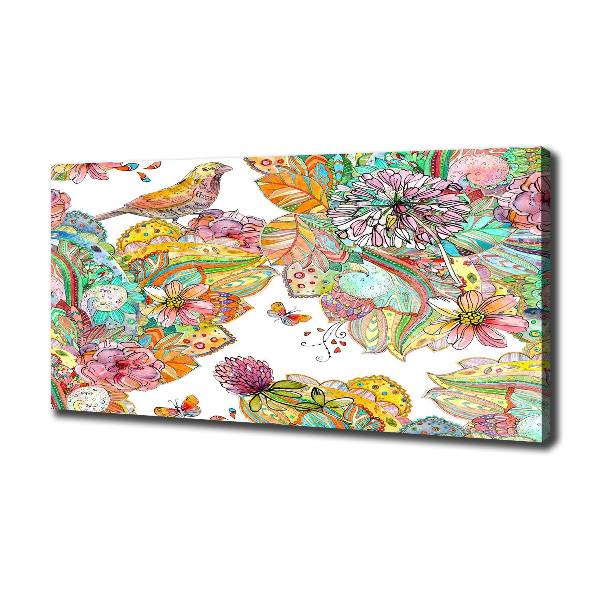 Canvas wall art Bird and ornaments