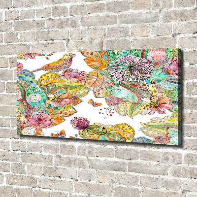 Canvas wall art Bird and ornaments